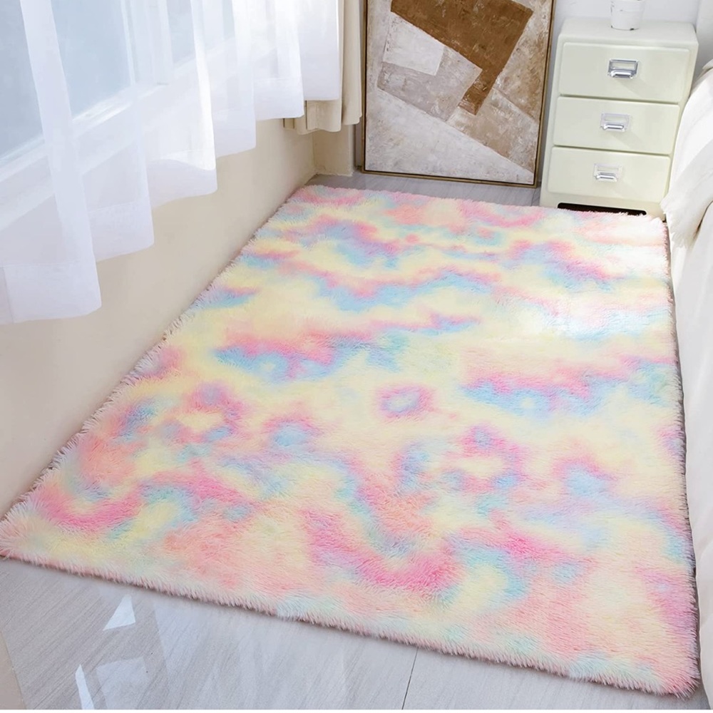 NWT Rainbow Rug 3x5 Carpet Shag Fluffy Non Skid Plush Faux Fur Durable High Pile